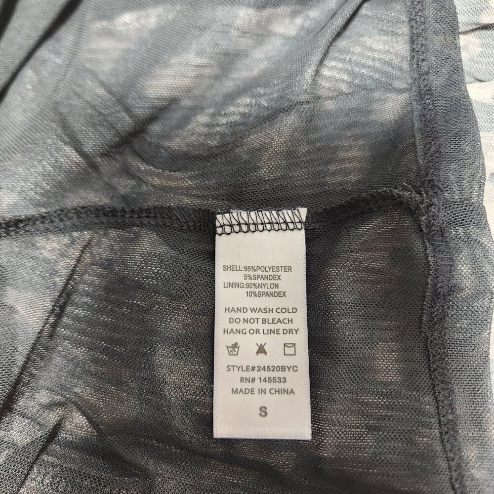 W5 Sheer Grunge Whimsigoth Black/Tan Leopard Print 3/4 Mock Neck Top Size S NEW! - Picture 12 of 15